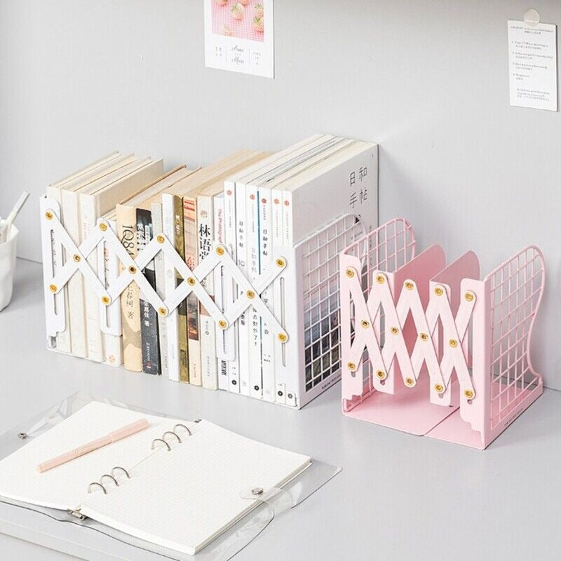 Expandable Book Organizer - Bookends for Desk and Bookshelves - Non-Skid Desk Organizer for Home ,Office And School