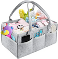Baby Diaper Organizer-Foldable Felt Storage Bag with Multi Pock